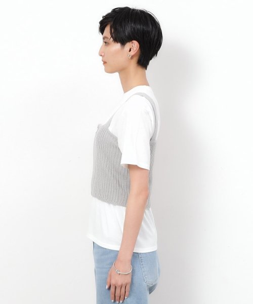 OPAQUE.CLIP(オペークドットクリップ)/≪GISELe6月号掲載≫≪ツインセット≫フロントZIPラメニットビスチェ×Tシャツ【洗濯機洗い可】/img14