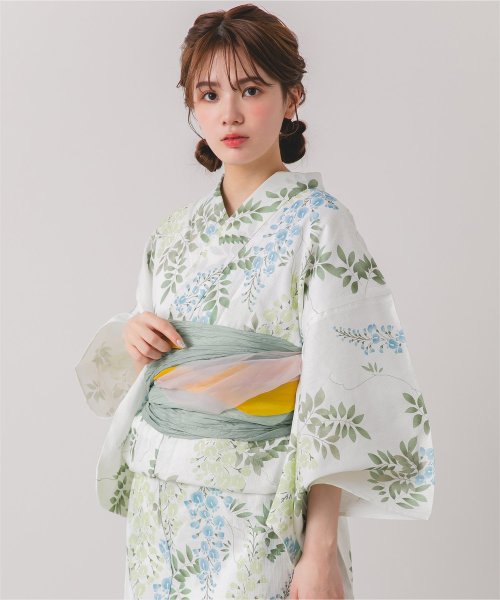 [浴衣+帯]綿麻生地はんなり藤柄/レディース/浴衣/帯/浴衣セット/綿麻/花柄/藤/モダン 人気・おすすめ｜売れ筋商品・話題商品におすすめ 品質チェック済み 安心配送 今月のおすすめ