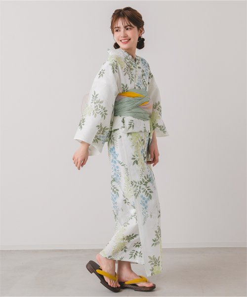 [浴衣+帯]綿麻生地はんなり藤柄/レディース/浴衣/帯/浴衣セット/綿麻/花柄/藤/モダン 人気・おすすめ｜売れ筋商品・話題商品におすすめ 品質チェック済み 安心配送 今月のおすすめ