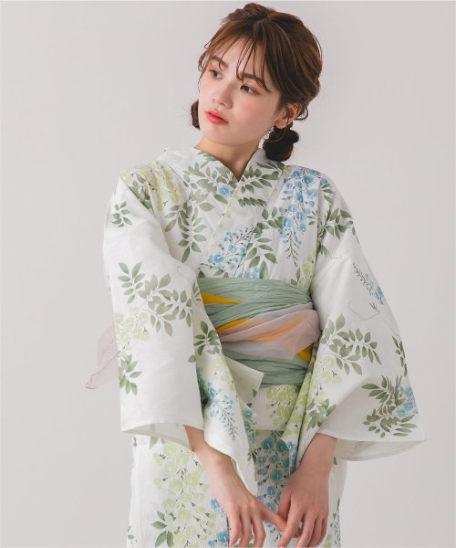[浴衣+帯]綿麻生地はんなり藤柄/レディース/浴衣/帯/浴衣セット/綿麻/花柄/藤/モダン 人気・おすすめ｜売れ筋商品・話題商品におすすめ 品質チェック済み 安心配送 今月のおすすめ