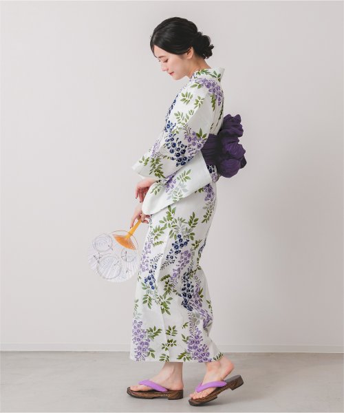 [浴衣+帯]綿麻生地はんなり藤柄/レディース/浴衣/帯/浴衣セット/綿麻/花柄/藤/モダン 人気・おすすめ｜売れ筋商品・話題商品におすすめ 品質チェック済み 安心配送 今月のおすすめ