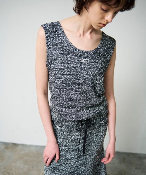 【セットアップ対応商品】ネップツイードニットノースリーブ 