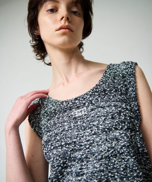 【セットアップ対応商品】ネップツイードニットノースリーブ 