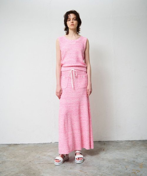 【セットアップ対応商品】ネップツイードニットノースリーブ 