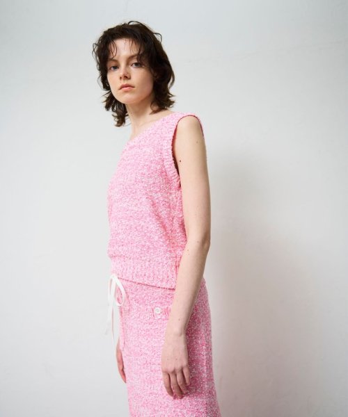 【セットアップ対応商品】ネップツイードニットノースリーブ 