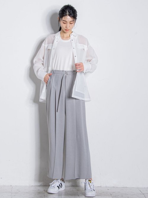 メランジツイルワイドパンツ≪洗濯機で洗える/セットアップ対応≫ 