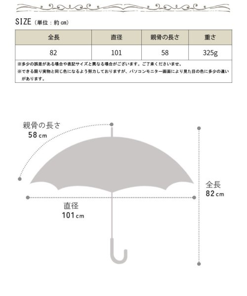 GOLD JAPAN(ゴールドジャパン)/UV99％カットスイートフラワー58cm晴雨兼用傘　レディース/img16