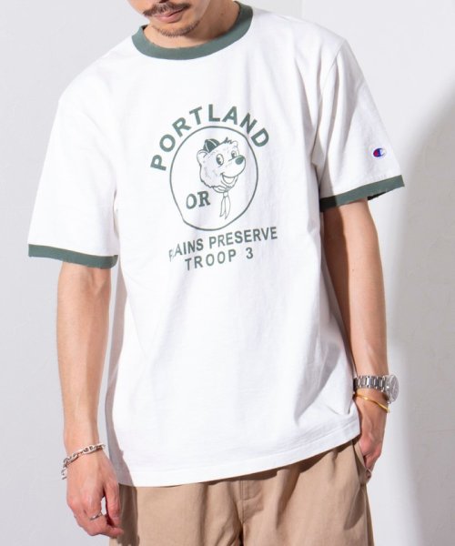 GLOSTER(GLOSTER)/【Champion/チャンピオン】プリント リンガーTシャツ ダメージ加工 ロゴ/img02