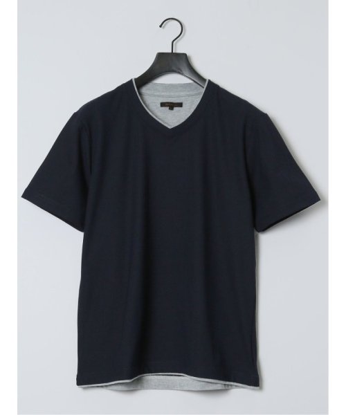 m.f.editorial(エムエフエディトリアル)/ジャガードヘリンボン フェイクVネック半袖Tシャツ メンズ Tシャツ カットソー カジュアル インナー トップス ギフト プレゼント/img32