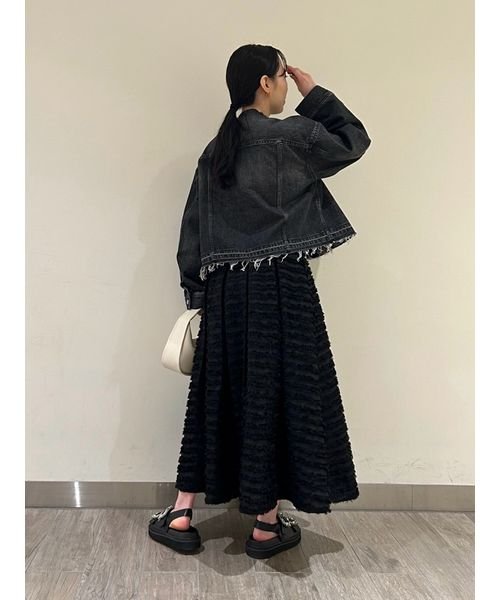 タックボリュームシャギーフレアロングスカート 予めご了承ください