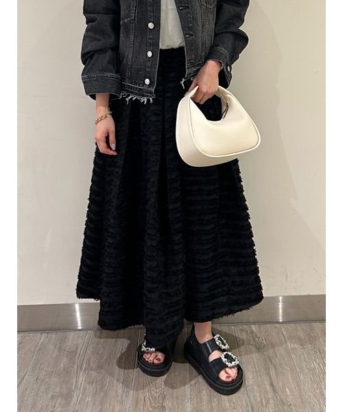 タックボリュームシャギーフレアロングスカート 予めご了承ください