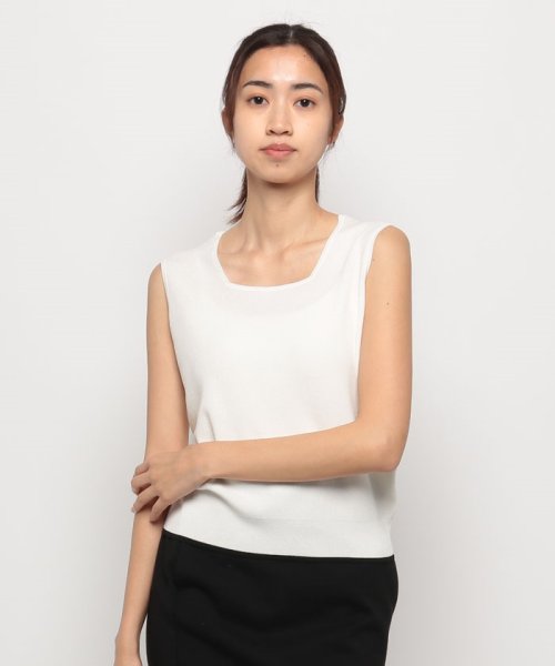 シアーカーディガンアンサンブル 商品説明さりげなく透ける肌に涼やかな色っぽさ薫るシアーニットカーディガンと、スクエアネックが大人顔なニット TM1438717852(11000円)