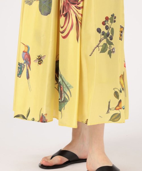 CABaN BIRD SINGING シルク フレアスカート 