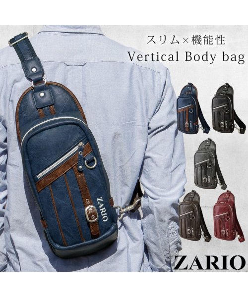 ZARIO(ザリオ)/ボディバッグ メンズ ショルダーバッグ  カジュアル 使いやすい 薄型 縦型 斜め掛け 肩掛け/img01