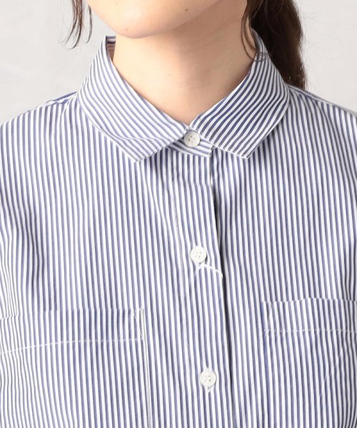  Comme ca Mature(コムサマチュア)/3パターンのストライプを組み合わせた五分袖 クロップドシャツ/img10
