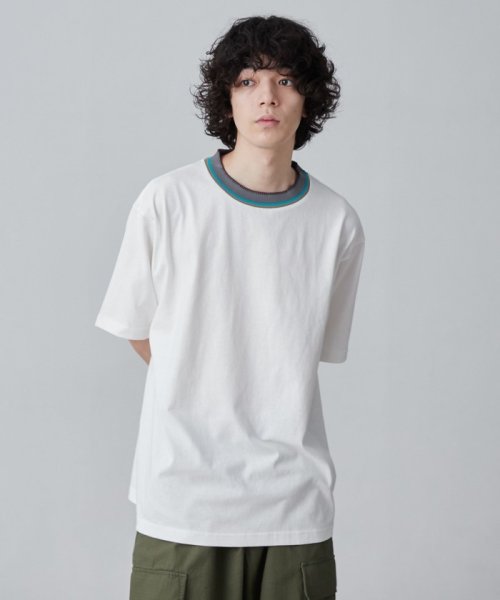 coen(coen)/カラーリブニットネックTシャツ/img02