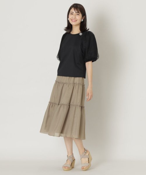 ブライトスパンボイル ティアードスカート 