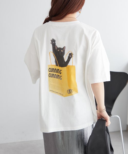 NICE CLAUP OUTLET(ナイスクラップ　アウトレット)/ネコプリントTシャツ　ゆったり/img03