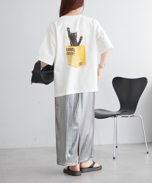 NICE CLAUP OUTLET(ナイスクラップ　アウトレット)/ネコプリントTシャツ　ゆったり/img16
