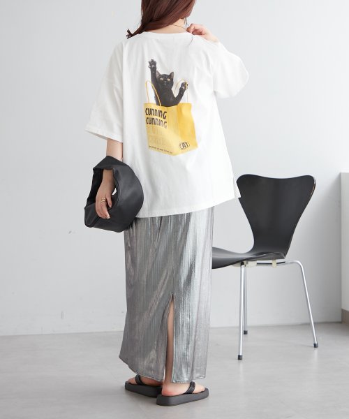 NICE CLAUP OUTLET(ナイスクラップ　アウトレット)/ネコプリントTシャツ　ゆったり/img17
