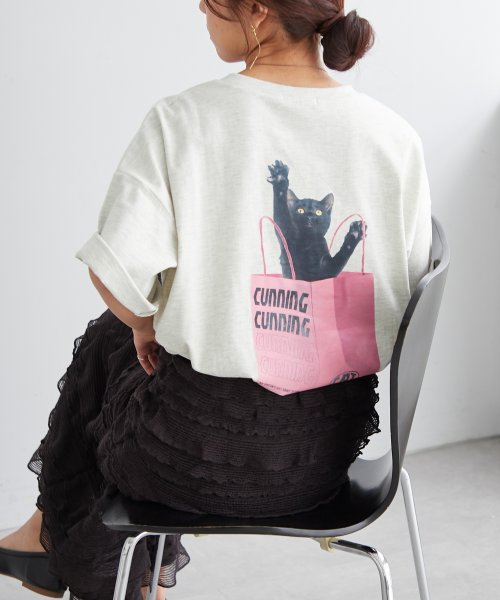 NICE CLAUP OUTLET(ナイスクラップ　アウトレット)/ネコプリントTシャツ　ゆったり/img18