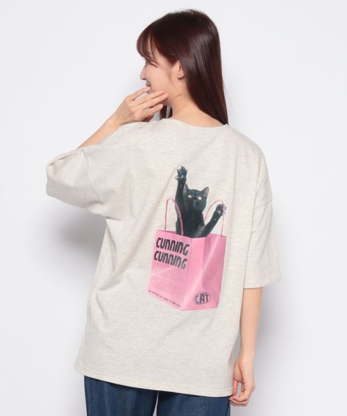 NICE CLAUP OUTLET(ナイスクラップ　アウトレット)/ネコプリントTシャツ　ゆったり/img30