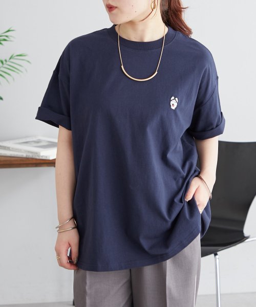 NICE CLAUP OUTLET(ナイスクラップ　アウトレット)/ハスキーワンポイント刺繍Tシャツ/img01