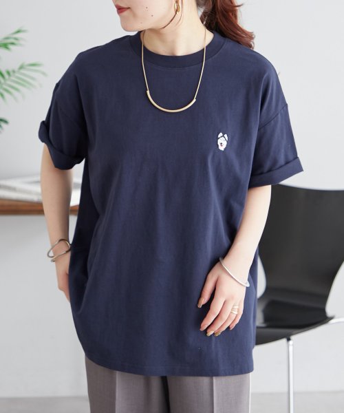 NICE CLAUP OUTLET(ナイスクラップ　アウトレット)/ハスキーワンポイント刺繍Tシャツ/img19