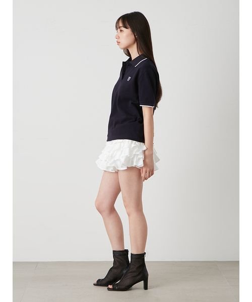 フリルティアードスカショーパン ホワイト ブラック 予めご了承ください