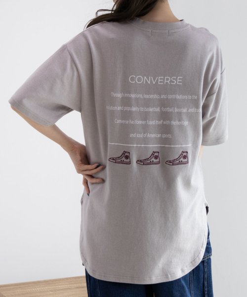 MAC HOUSE(women)(マックハウス（レディース）)/CONVERSE コンバース ポンチ素材 バックシューズ刺繍裾ラウンドTシャツ 4282－9834/img08