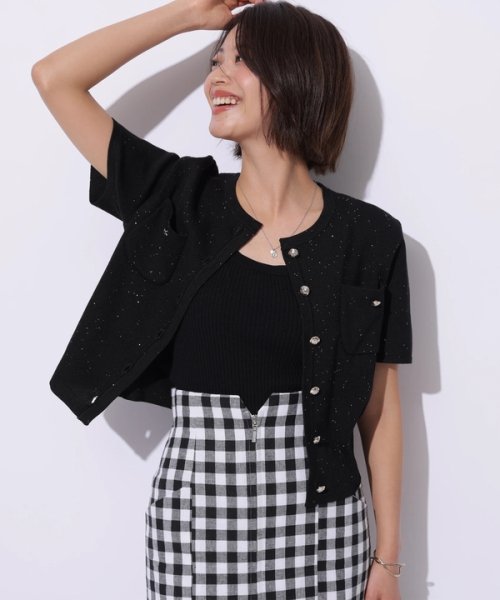 半袖キラキラニットジャケット 半袖キラキラニットジャケット YWU1225097602(9295円)