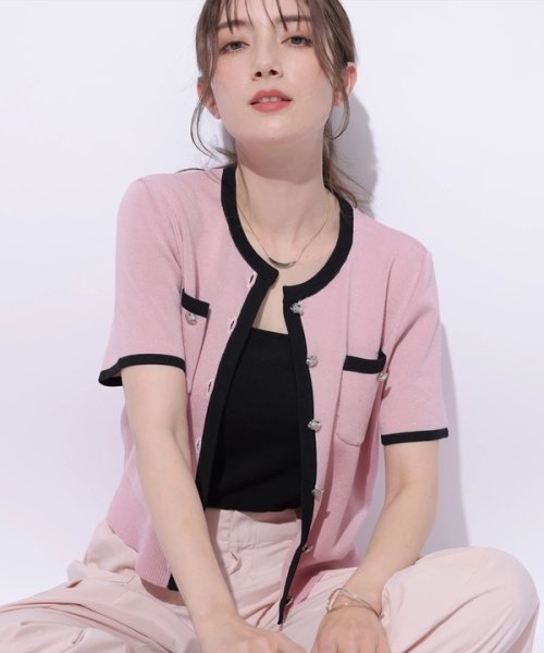 半袖キラキラニットジャケット 半袖キラキラニットジャケット YWU1225097602(9295円)