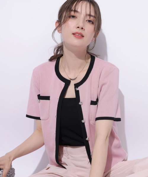 半袖キラキラニットジャケット 半袖キラキラニットジャケット YWU1225097602(9295円)