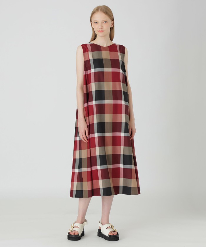 ブルーレーベルクレストブリッジ⭐︎チェックライトクロッシングツイルマキシドレス クレストブリッジチェックライトクロッシングツイルマキシドレス