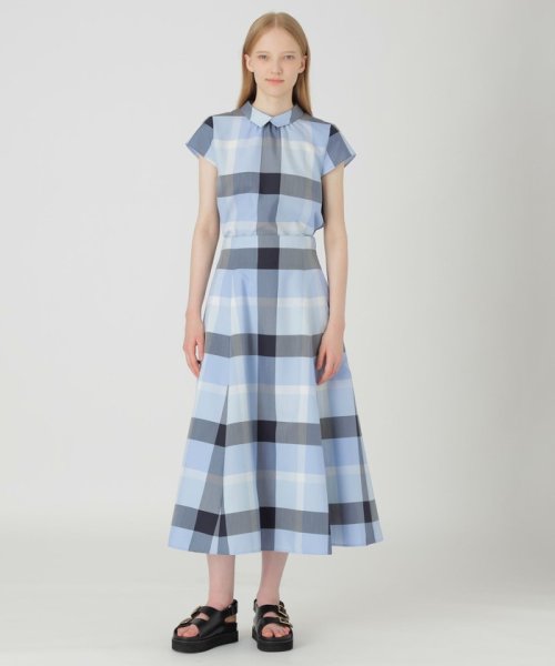 クレストブリッジチェックライトクロッシングツイルフレアスカート  