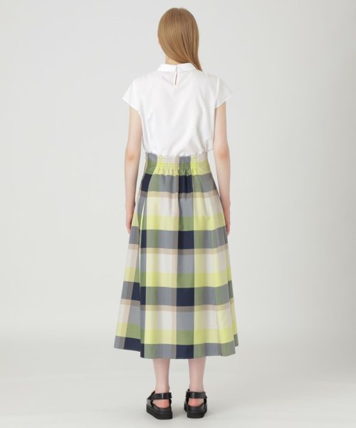 クレストブリッジチェックライトクロッシングツイルフレアスカート  