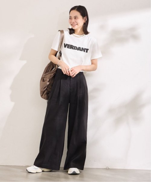 リネンブレンドタックワイドパンツ レーヨン47％