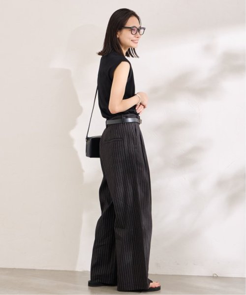 リネンブレンドタックワイドパンツ レーヨン47％