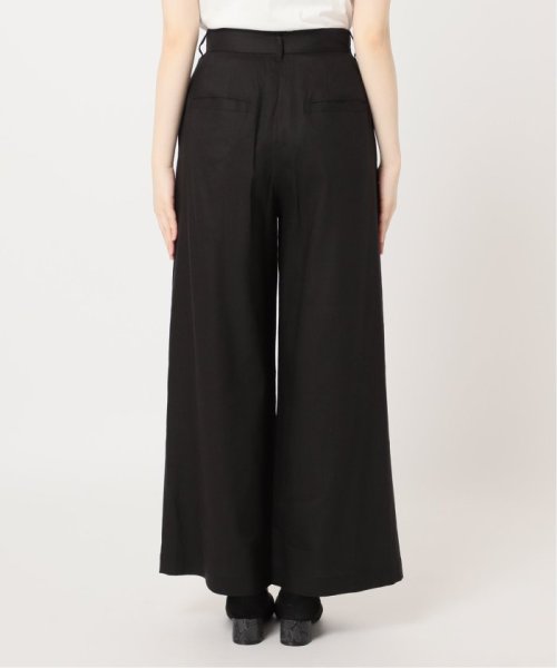 リネンブレンドタックワイドパンツ レーヨン47％