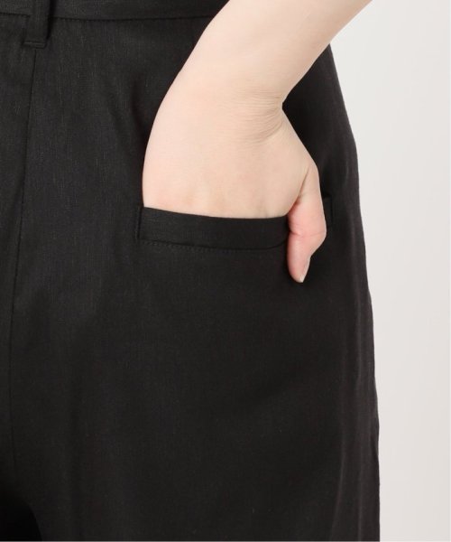 リネンブレンドタックワイドパンツ レーヨン47％