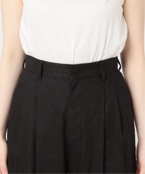 リネンブレンドタックワイドパンツ レーヨン47％