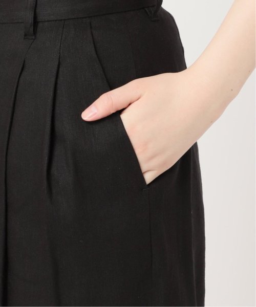 リネンブレンドタックワイドパンツ レーヨン47％