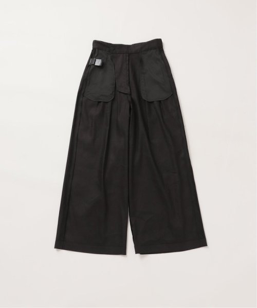 リネンブレンドタックワイドパンツ レーヨン47％