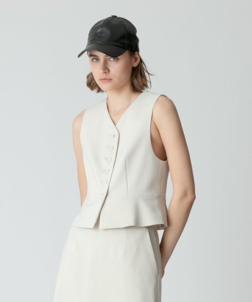 【セットアップ対応可能】ギャバ釦アクセントジレ 