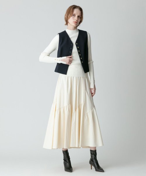 【セットアップ対応可能】ギャバ釦アクセントジレ 