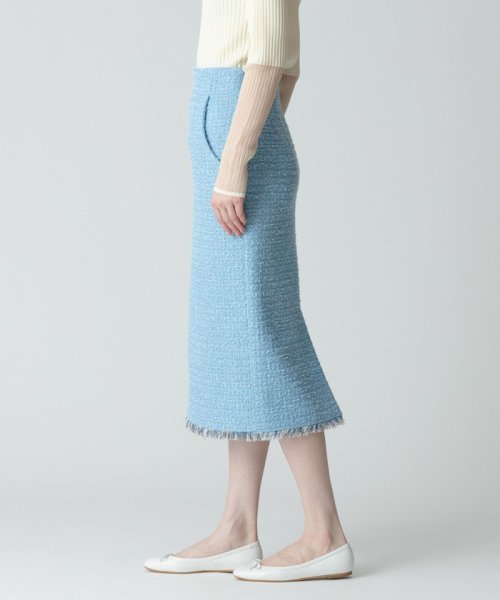 【セットアップ対応商品】ジオリカラメツイードハイウエストタイトスカート こちらの商品はボトムス単品でのお届けになります フィッティングモデル 詳細画像 172cm B82 W66 H92　着用サイズ：02