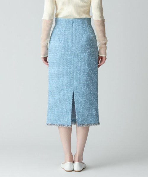 【セットアップ対応商品】ジオリカラメツイードハイウエストタイトスカート こちらの商品はボトムス単品でのお届けになります フィッティングモデル 詳細画像 172cm B82 W66 H92　着用サイズ：02