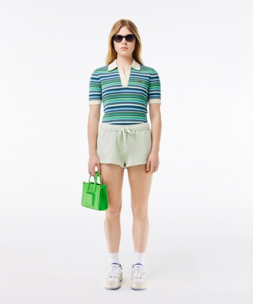 LACOSTE(ラコステ)/クロップド丈 マルチカラーボーダーニットポロシャツ/img04