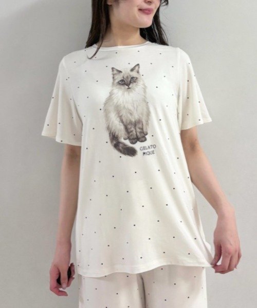 gelato pique(gelato pique)/CATドット柄ワンポイントTシャツ/img04