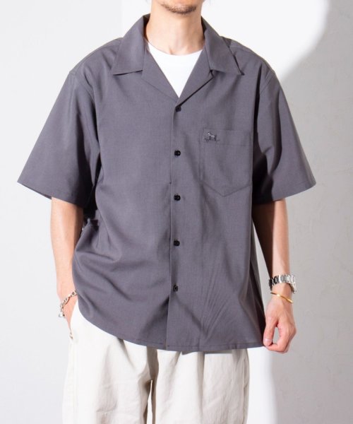 GLOSTER(GLOSTER)/【GLOSTER/グロスター】フレンチブルドッグ刺繍 COOLMAX オープンカラーシャツ/img36